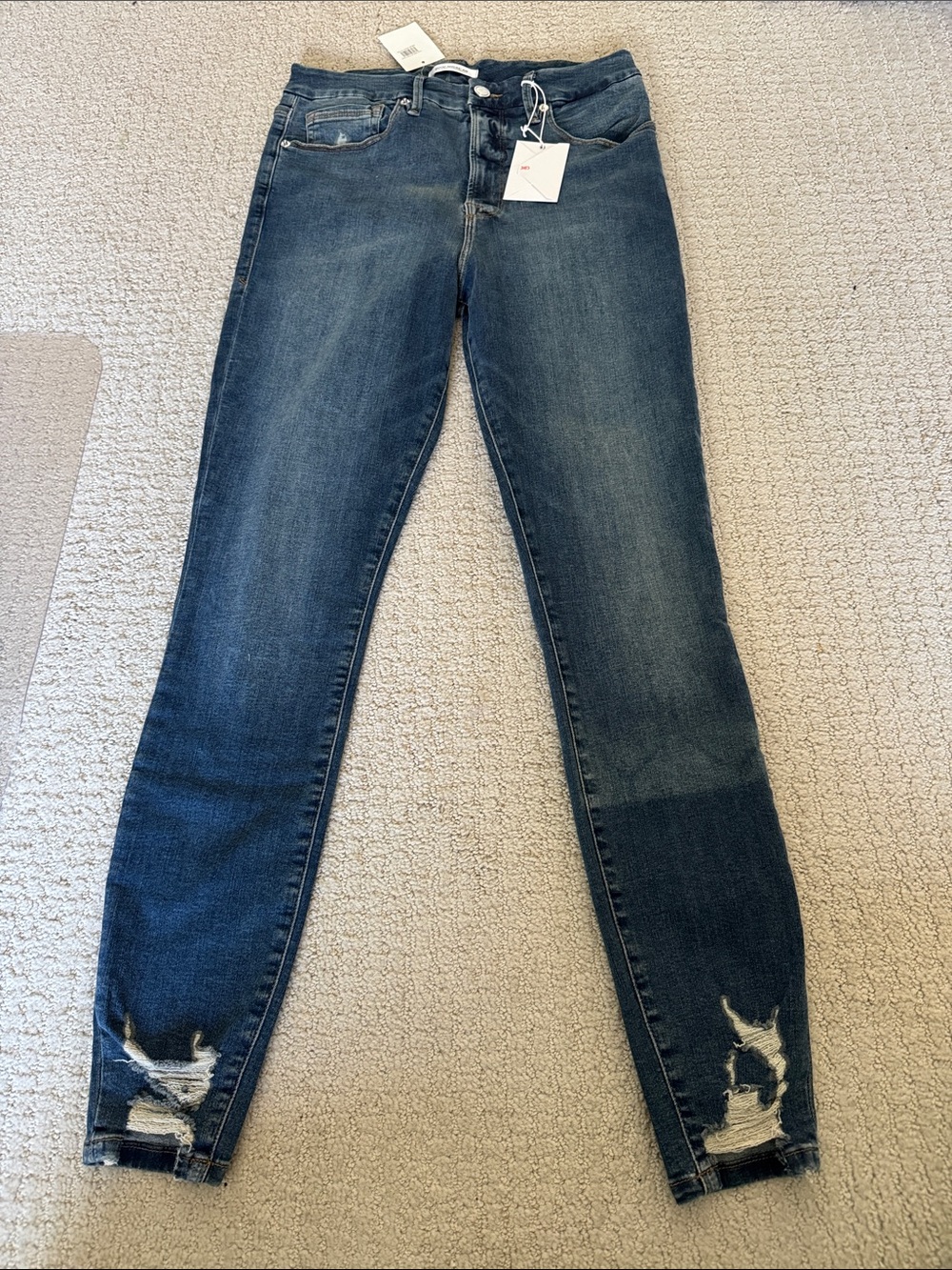 Good American Dark Blue Ripped Skinny Jeans
